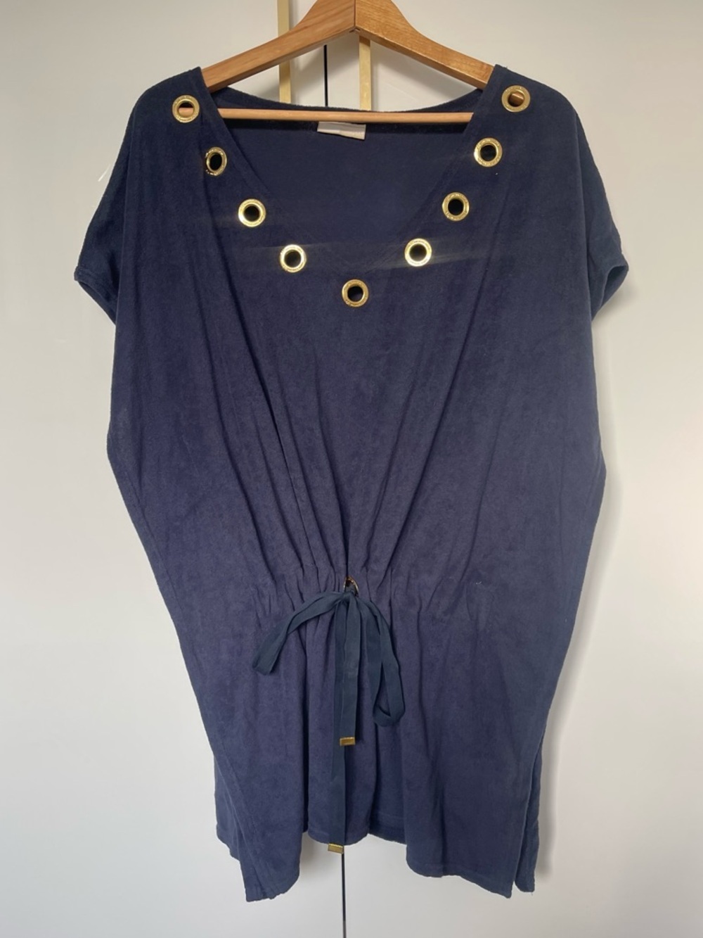 Michael Kors Terry cloth Navy Tunic swimsuit cover-up small